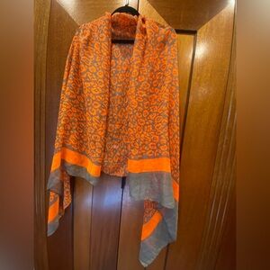 Orange and Gray Animal Print Scarf